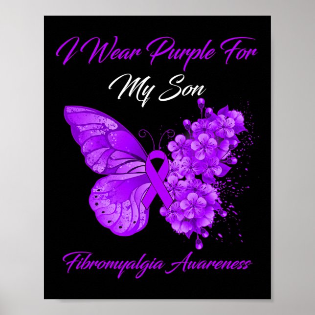 Ich trage Lila für meine Söhnfibromyalgie Poster (Vorne)