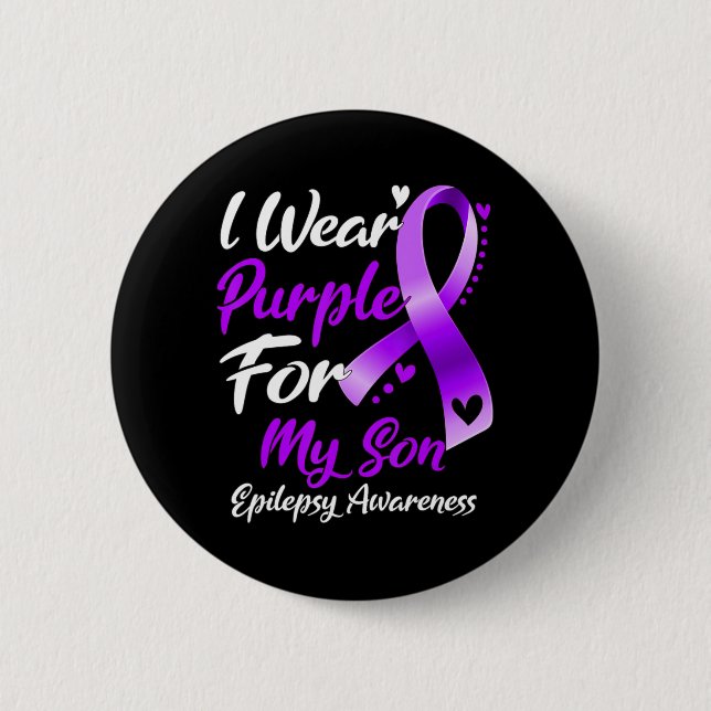 Ich trage Lila für meine Son Epilepsy-Geschenke Button (Vorderseite)