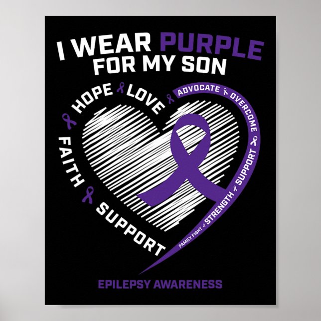Ich trage Lila für meine Son Epilepsy-Geschenke Poster (Vorne)