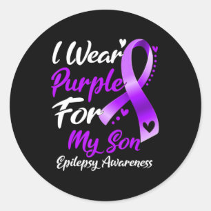 Ich trage Lila für meine Son Epilepsy-Geschenke Runder Aufkleber
