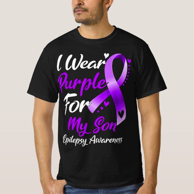 Ich trage Lila für meine Son Epilepsy-Geschenke  T-Shirt (Vorderseite)