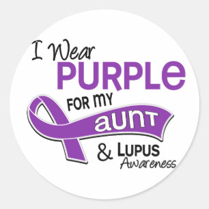 Ich trage Lila für meine Tante 42 Lupus Runder Aufkleber