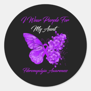 Ich trage Lila für meine Tante Fibromyalgie Bewuss Runder Aufkleber