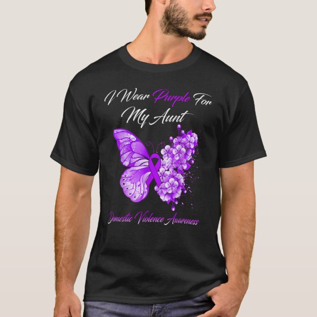 Ich trage Lila für meine Tante Gewalt Awaren T-Shirt (Vorderseite)