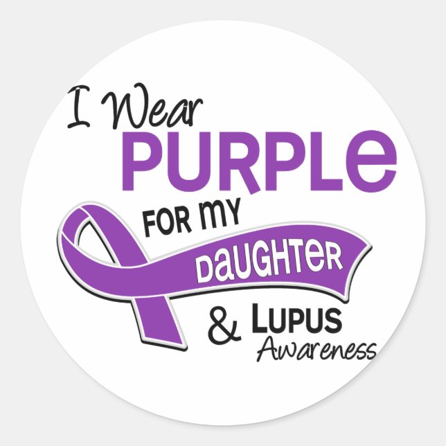 Ich trage Lila für meine Tochter 42 Lupus Runder Aufkleber (Vorderseite)