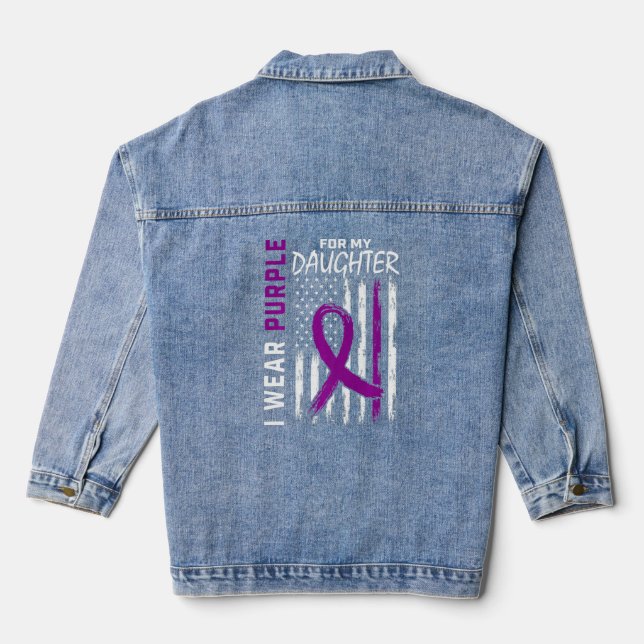 Ich trage Lila für meine Tochter Epilepsie Awarene Jeansjacke (Rückseite)