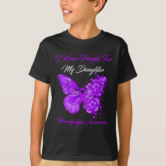 Ich trage Lila für meine Tochter Fibromyalgie Krie T-Shirt (Vorderseite)
