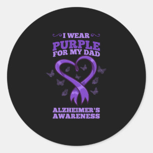 Ich trage Lila für meine Vater Alzheimer Awareness Runder Aufkleber
