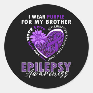 Ich trage Lila für meinen Bruder Epilepsie-Bewusst Runder Aufkleber