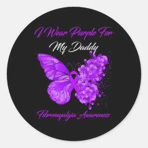 Ich trage Lila für meinen Daddy Fibromyalgie Runder Aufkleber