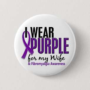 Ich trage Lila für meinen Ehefrau10 Fibromyalgia Button