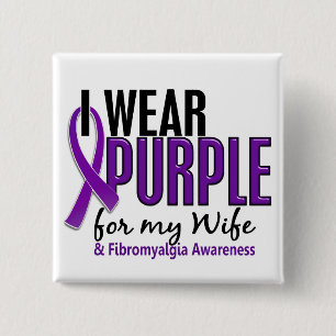 Ich trage Lila für meinen Ehefrau10 Fibromyalgia Button
