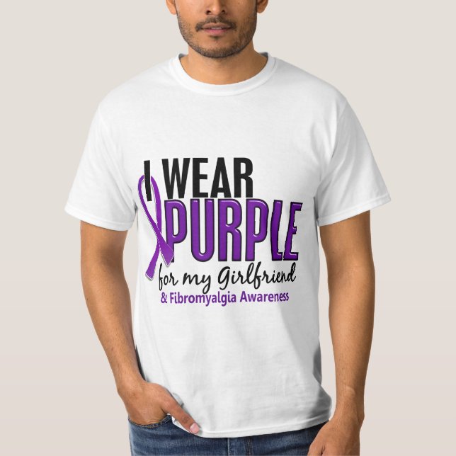 Ich trage Lila für meinen Freundin10 Fibromyalgia T-Shirt (Vorderseite)
