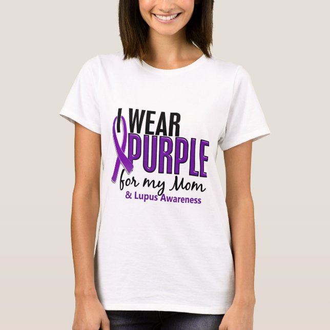 Ich trage Lila für meinen Mama10 Lupus T-Shirt (Vorderseite)