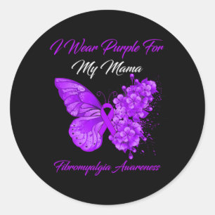 Ich trage Lila für meinen Mama Fibromyalgie-Kriege Runder Aufkleber