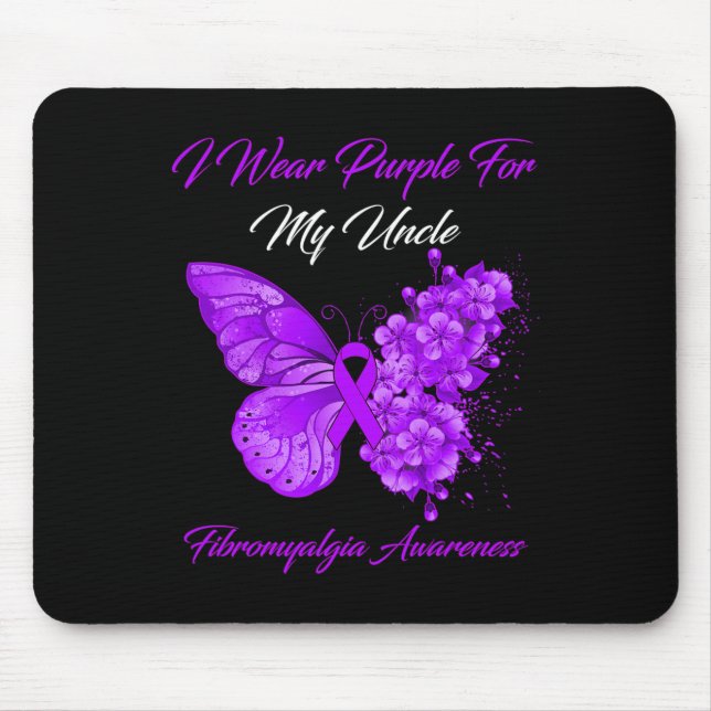 Ich trage Lila für meinen Onkel Fibromyalgie Krieg Mousepad (Vorne)