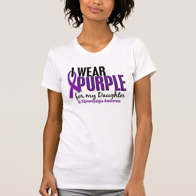 Ich trage Lila für meinen Tochter10 Fibromyalgia T-Shirt (Vorderseite)