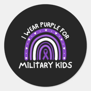 Ich trage Lila für militärische Kinder Runder Aufkleber