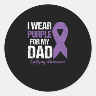 Ich trage Lila für Vater Epilepsie Awareness Runder Aufkleber