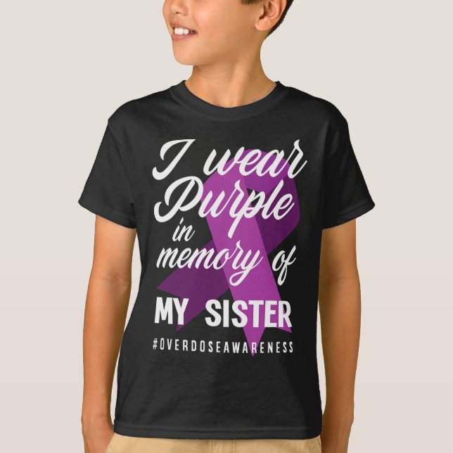 Ich trage Lila Gedächtnis für meine Schwester Über T-Shirt (Vorderseite)