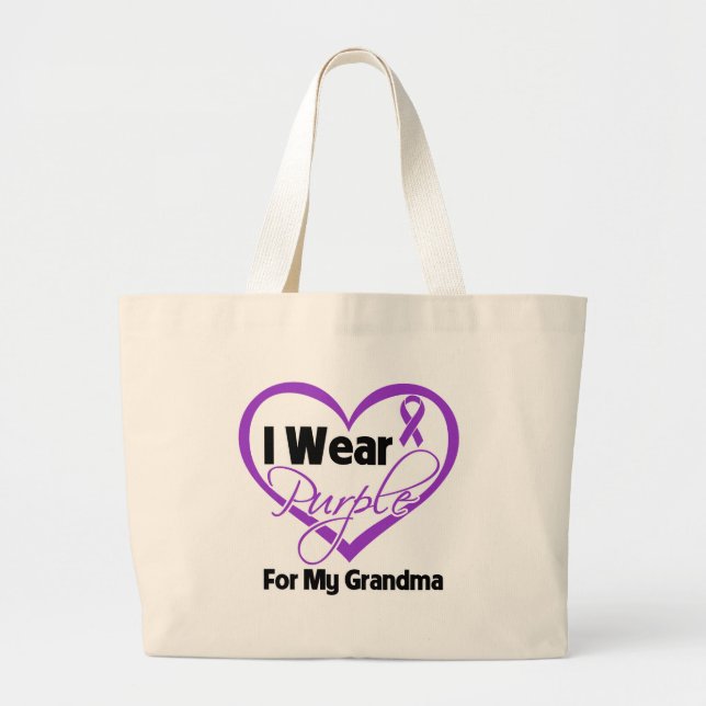 Ich trage Lila Herz Ribbon - Oma Jumbo Stoffbeutel (Vorne)