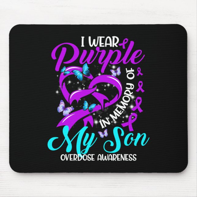 Ich trage Lila im Gedächtnis meines Sohnes Überdos Mousepad (Vorne)