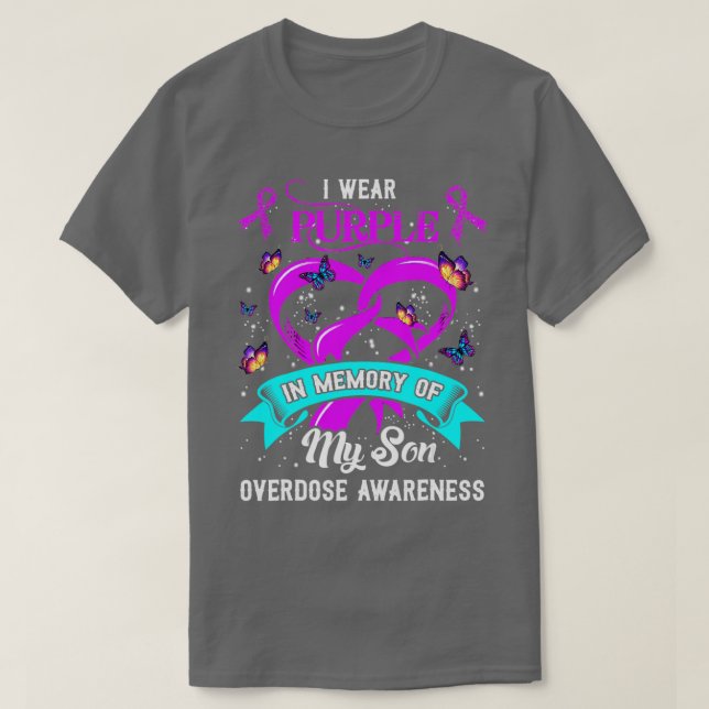 Ich trage Lila im Gedächtnis meines Sohnes Überdos T-Shirt (Design vorne)