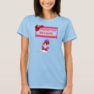 Ich trage lila mit einem roten Hutt T-Shirt