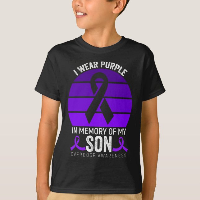 Ich trage Lila Überdosierungsbewusstsein Lila Ribb T-Shirt (Vorderseite)