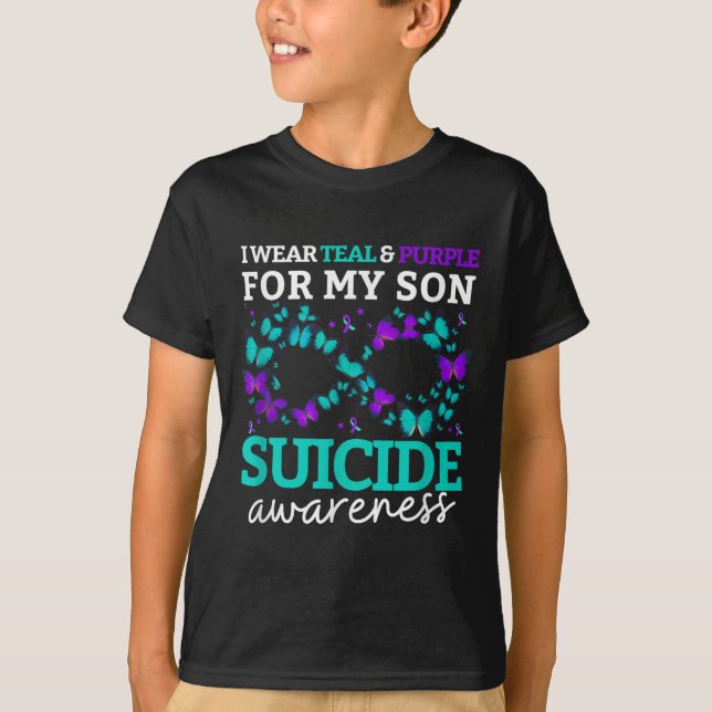 Ich trage Lila und Aquamarin für meinen Sohn Suizi T-Shirt (Vorderseite)
