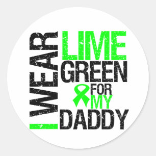 Ich trage Limette für mein Daddy Lymphom Runder Aufkleber