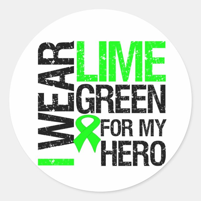 Ich trage Limettengrün für meinen Helden - Lymphom Runder Aufkleber (Vorderseite)