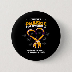 Ich trage Orange Cousin Leukämie Krebsbewusstsein Button