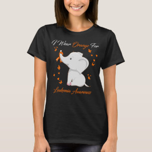 Ich trage Orange für Leukämie Awareness Elephant T-Shirt