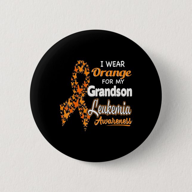 Ich trage Orange für meine Großmutter Leukämie Bew Button (Vorderseite)