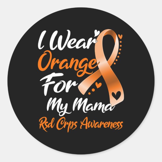 Ich trage Orange für meine Mama Rsd Crps Bewusstse Runder Aufkleber (Vorderseite)
