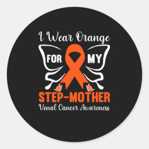 Ich trage Orange für meine Step Mother Runder Aufkleber