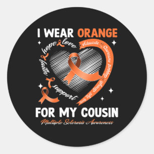 Ich trage Orange für meinen Cousin Multiple Sklero Runder Aufkleber