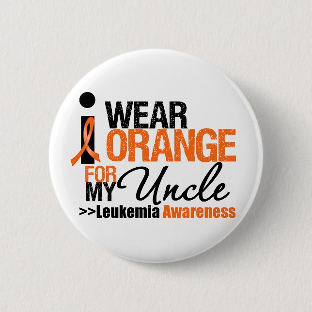 Ich trage Orange für meinen Onkel Button (Vorderseite)