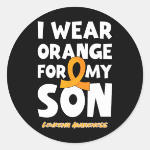 Ich trage Orange für meinen Sohn Leukämie Blutkreb Runder Aufkleber