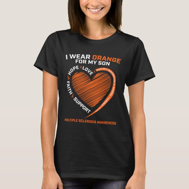 Ich trage Orange für meinen Sohn Multiple Sklerose T-Shirt (Vorderseite)
