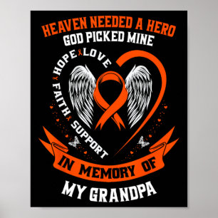 Ich trage Orange im Gedächtnis meiner Opa Leukemia Poster