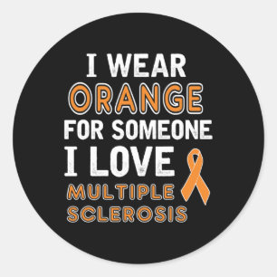 Ich trage Orange - Multiple Sklerose Awareness Runder Aufkleber