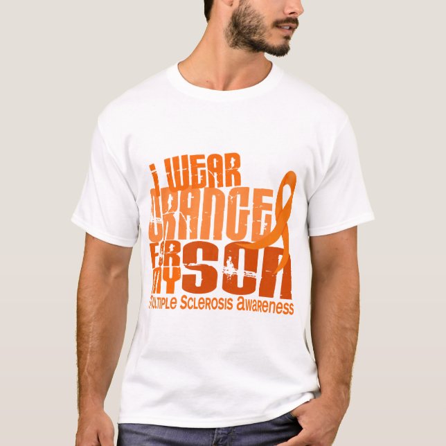 Ich trage orange Sohn-multiple Sklerose T-Shirt (Vorderseite)