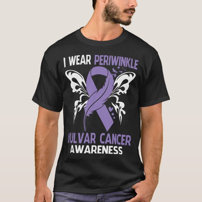 Ich trage Periwinkle für VULVAR KREBS-Bewusstsein T-Shirt (Vorderseite)