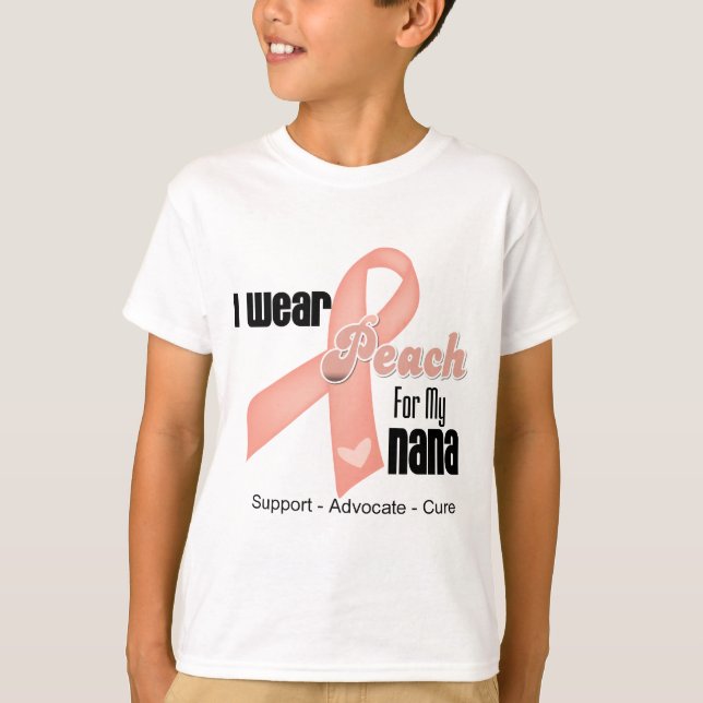 Ich trage Pfirsich für meinen Nana - Uteruskrebs T-Shirt (Vorderseite)