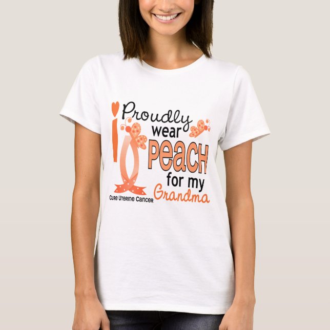 Ich trage Pfirsich für meinen uterinen Krebs der T-Shirt (Vorderseite)