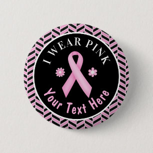 Ich trage Pink Brustkrebs-Bewusstsein Herringbone Button