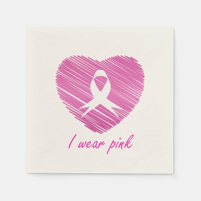 Ich trage Pink - ein Symbol für Brustkrebs-Bewusst Serviette (Vorderseite)