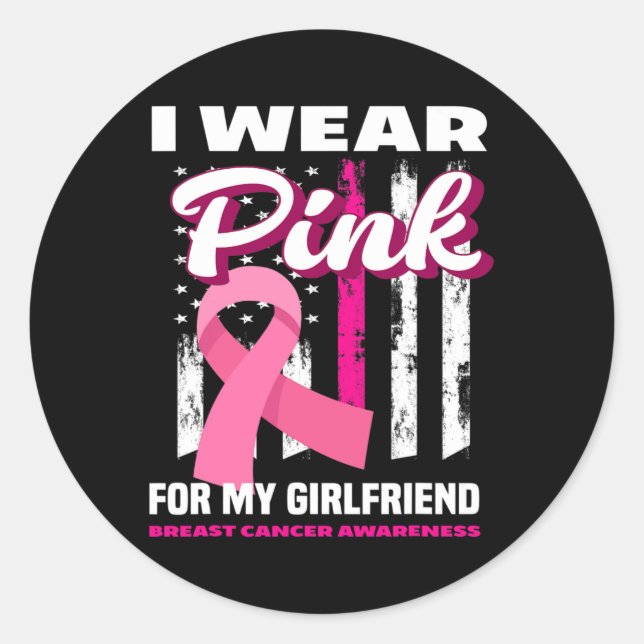Ich trage Pink für meine Freundin Brustkrebs Aware Runder Aufkleber (Vorderseite)